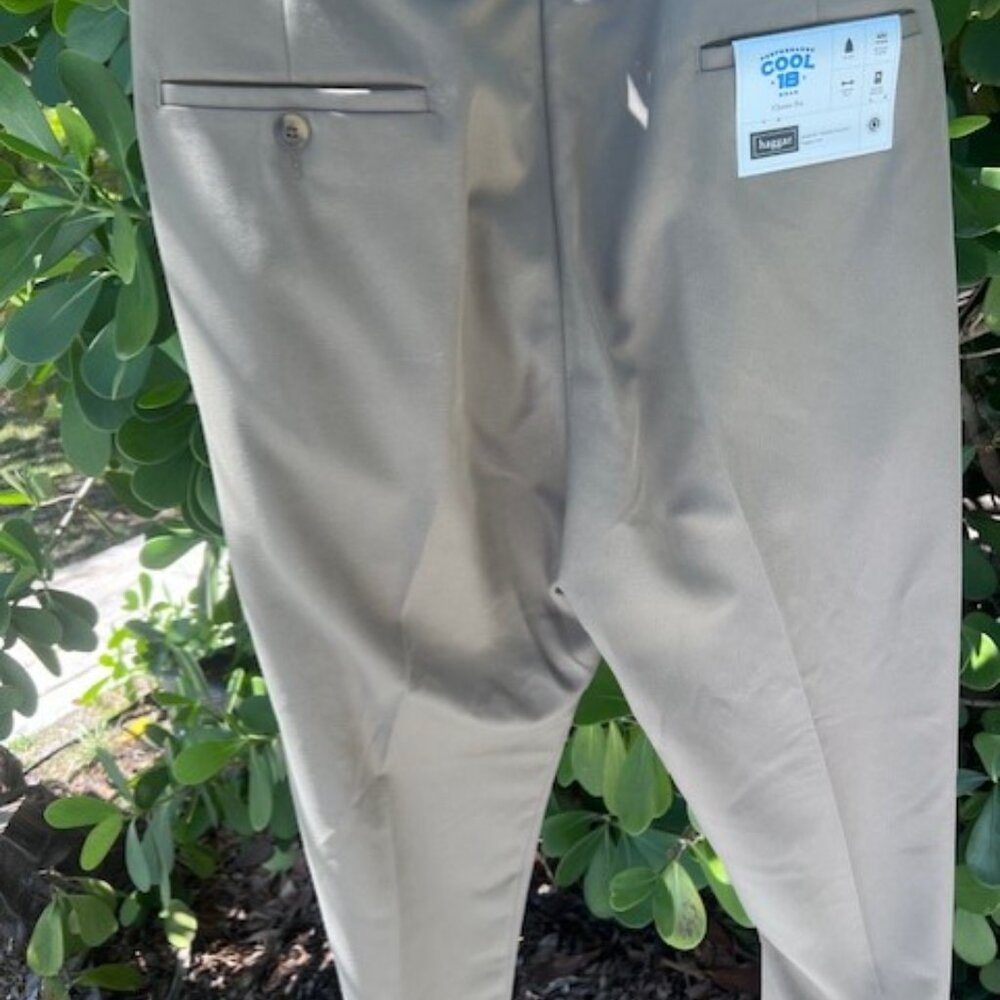 NWT Mens Haggar dress pants 38W x 29L Olive Pleat comfort waistband classic fit - Picture 4 of 4